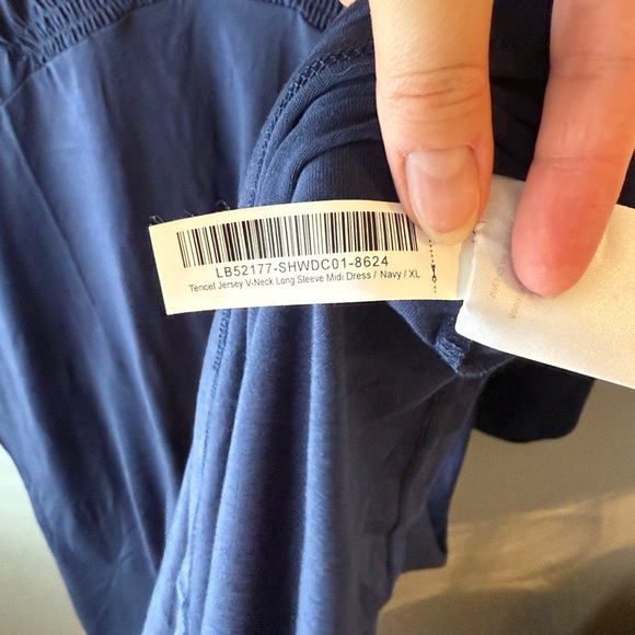 Quince Long Sleeve Dress Tencel Jersey Fit & Flare Navy Blue Dress NWT - Picture 10 of 10